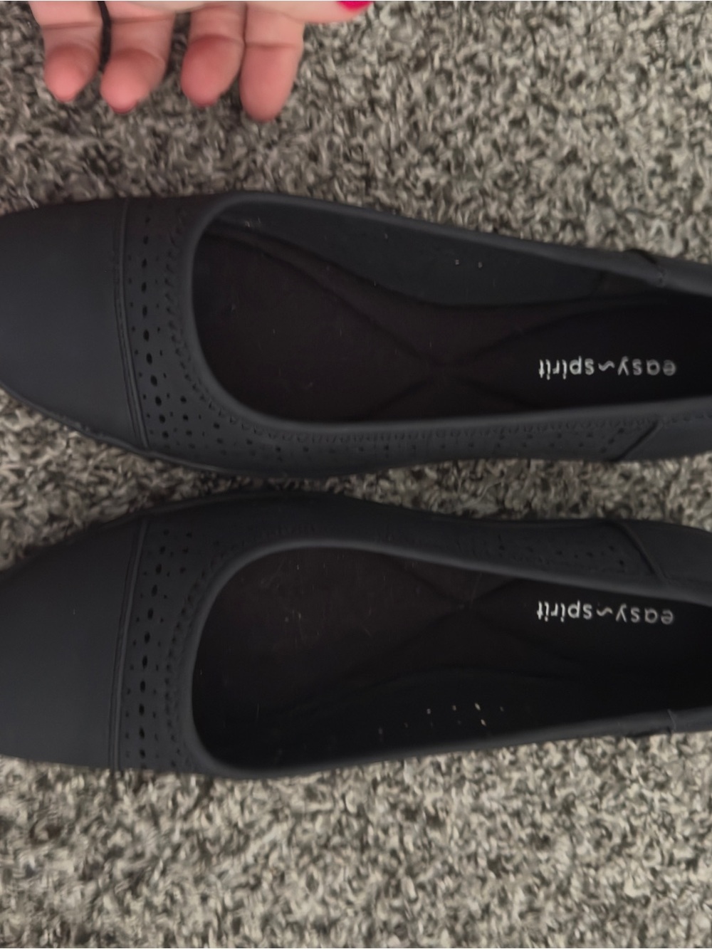 Easy Spirit Black Perforated Ballet Flats